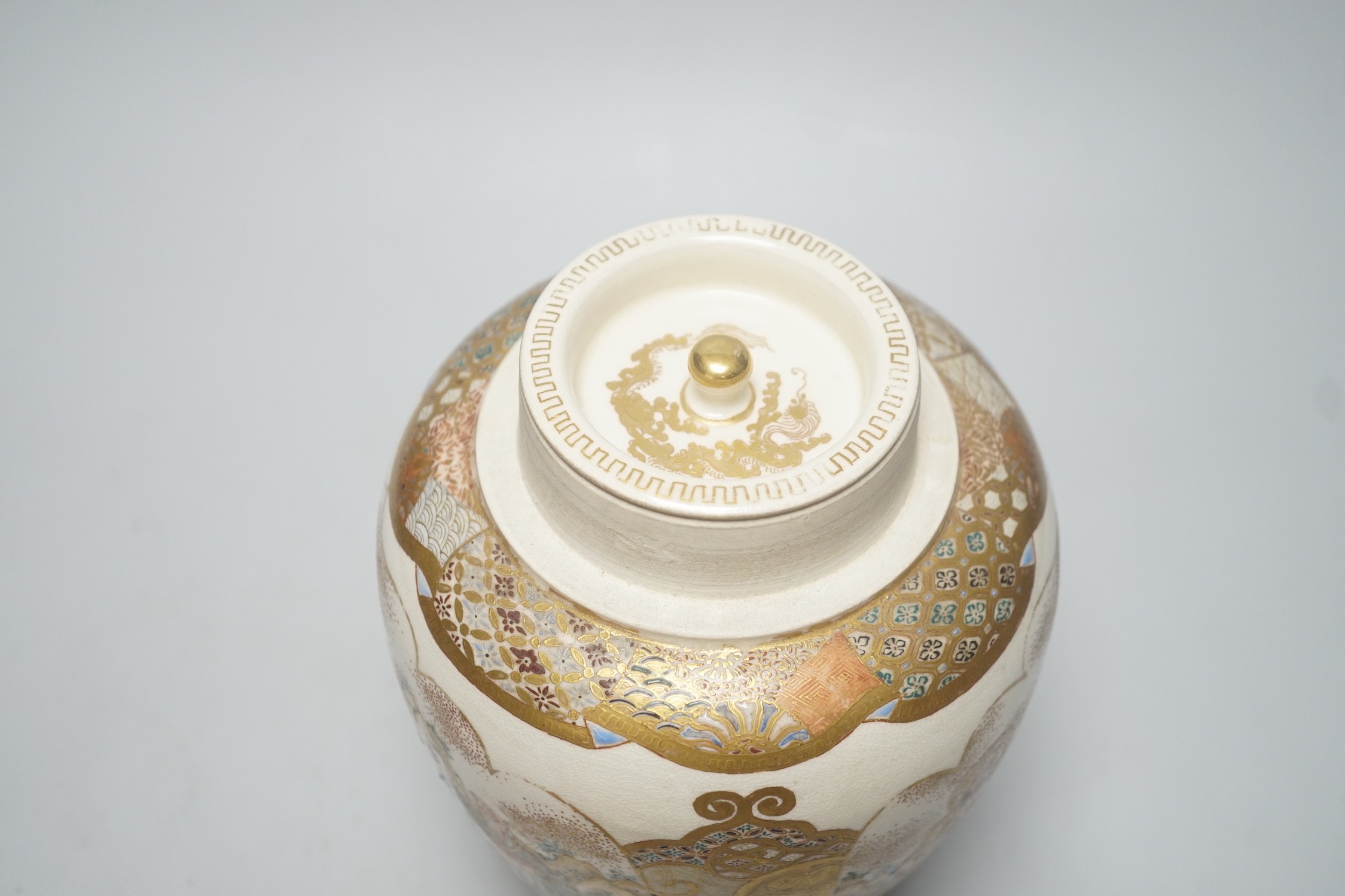 A Japanese Satsuma pot pourri jar and cover, Meiji period, 22cm tall
